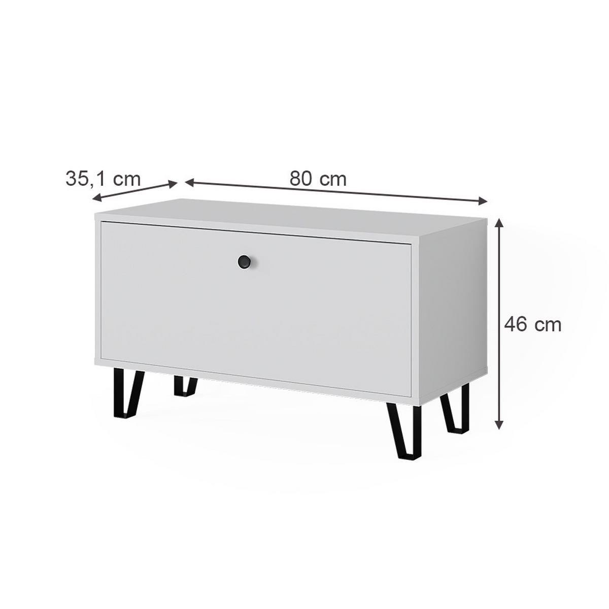 SITZBANK Siri Weiß 80 x 46 cm - Weiß, Holzwerkstoff (80/46/35.1cm) - Vicco