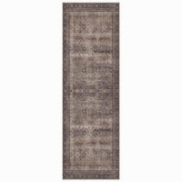 LÄUFER waschbar, mit floralen Ornamenten, VERNANTE in Braun-Grau, 80 x 150 cm - Braun, Textil (80/150cm) - KADIMA DESIGN