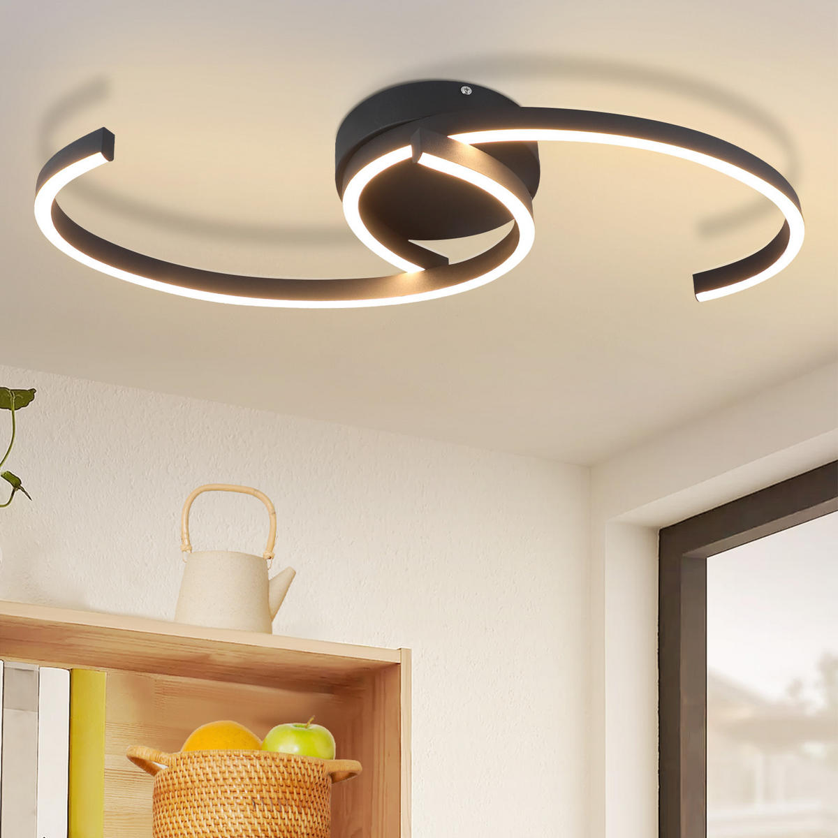 LED-DECKENLEUCHTE Hornwall 61.6/7.0/23.0 cm - Schwarz, Metall (23/61.6/7cm) - ZMH