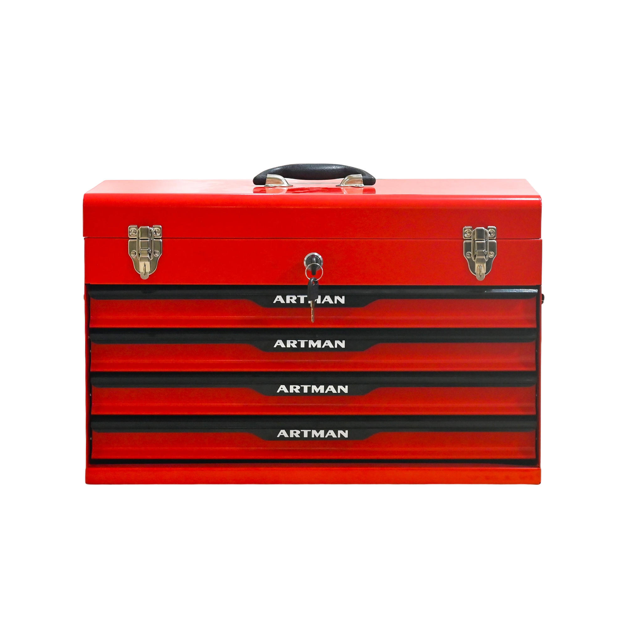 WERKZEUGKISTE 20 Zoll mit 3 Schubladen, pulverbeschichteter Stahl, Rot - Rot, Metall (22.3/34.5/53.2cm) - Novahome