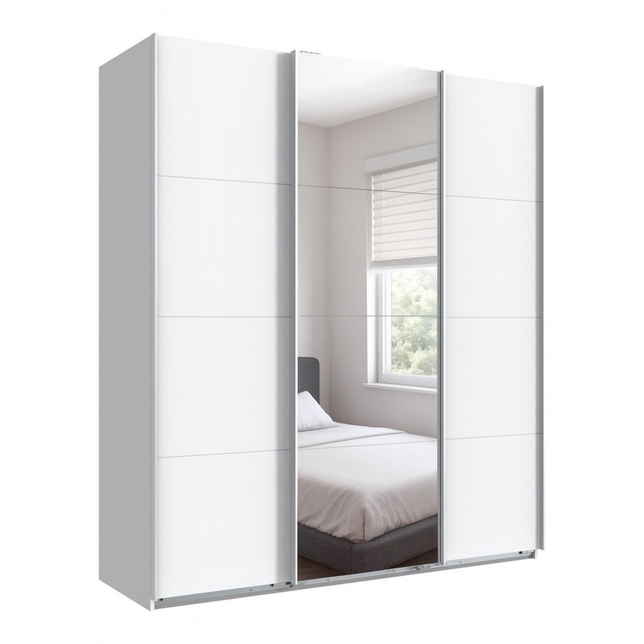 luma-home SKŘÍŇ S POSUVNÝMI DVEŘMI, 3dveřová, šířka 180 cm, výška 208 cm, hloubka 64 cm, bílá, se zrcadlovými dveřmi / 22511