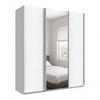 SCHWEBETÜRENSCHRANK 3-türig in Weiß, eine Tür mit Spiegel, B180/H208/T64 cm / 22511 - Weiß, Holzwerkstoff/Metall (180/208/64cm) - luma-home