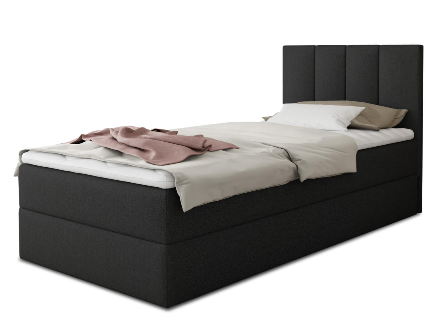 BOXBETT Star Mini - 120x200 - Schwarz (Inari 100, Webstoff) - Schwarz, Holz/Holzwerkstoff (120/200cm) - Sofnet