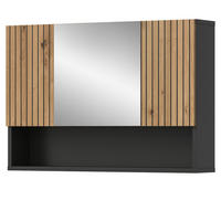 SPIEGELSCHRANK Eiche Artisan, grau 80 x 55 cm, Badschrank 3-türig - Eiche Artisan, Glas/Holzwerkstoff (80/55/17cm) - Inn.Furn