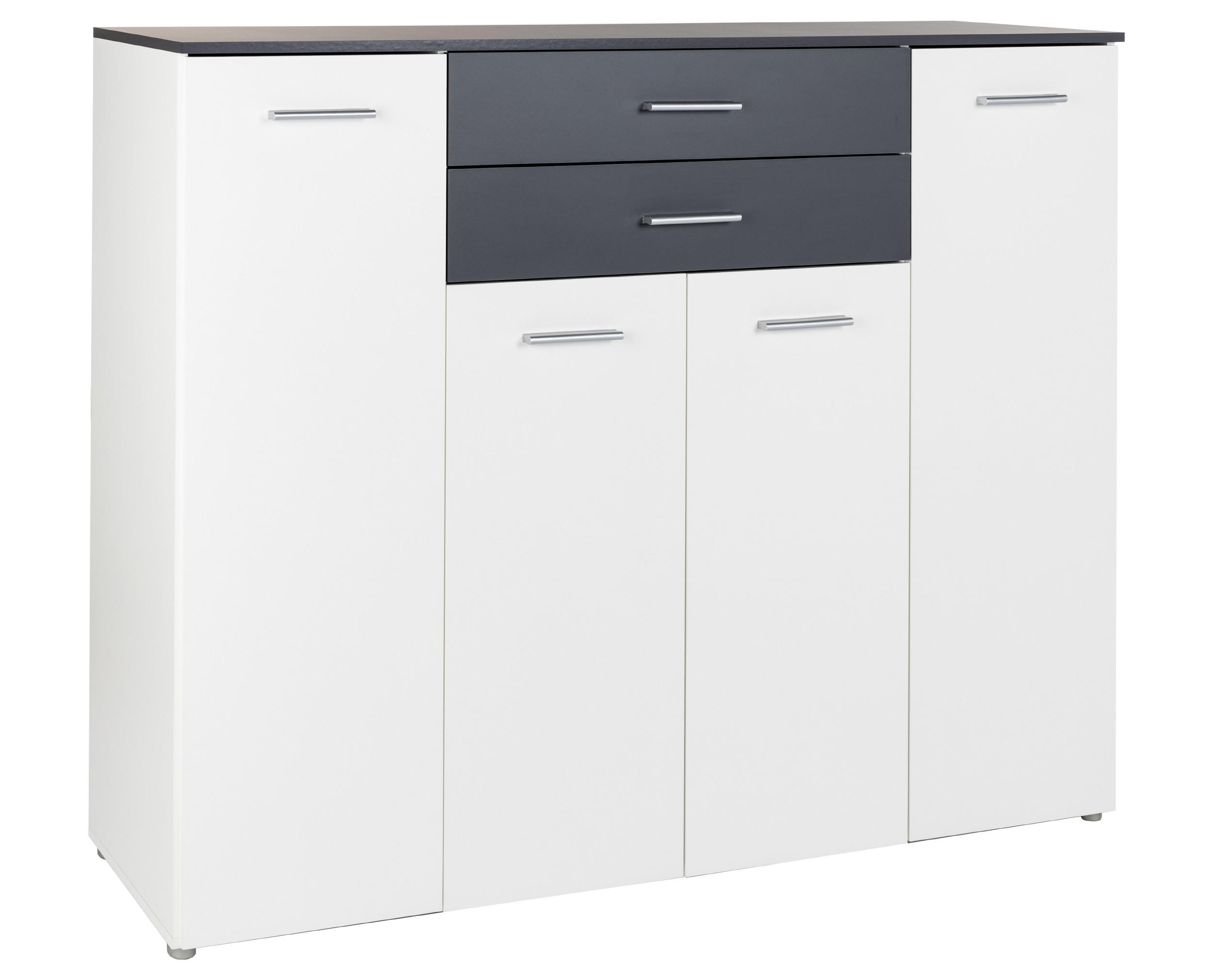 HIGHBOARD Kommode Prato - Anthrazit/Silberfarben, Holzwerkstoff/Kunststoff (156/123/39cm) - arthur berndt