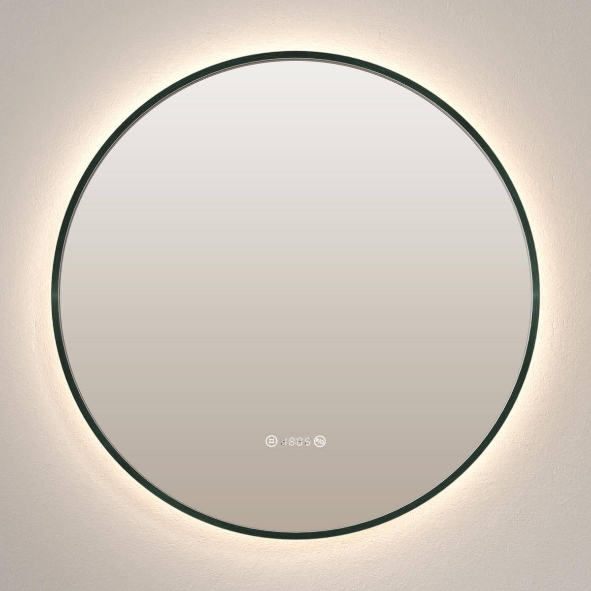 BADSPIEGEL mit Beleuchtung Grün ф80 cm - Grün, Glas (80/80/3.1cm) - EMKE