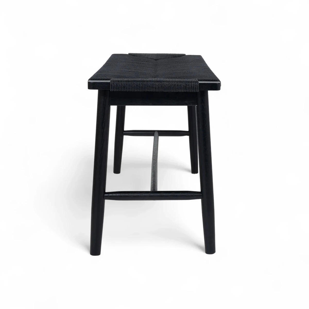 SITZBANK 110/35/47 cm Rattan / Eiche Schwarz - Schwarz, Holz/Papier (110/47/35cm) - Furnhouse