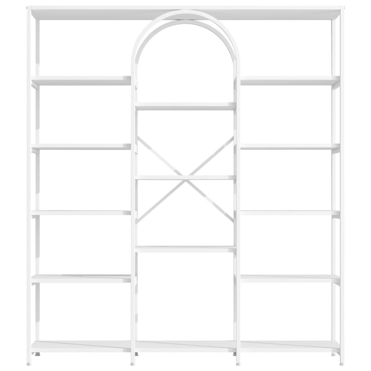 REGALE in weiß, bogen-design & 15 offene fächer - Weiß, Holzwerkstoff (160/180/30cm) - Urban Meuble