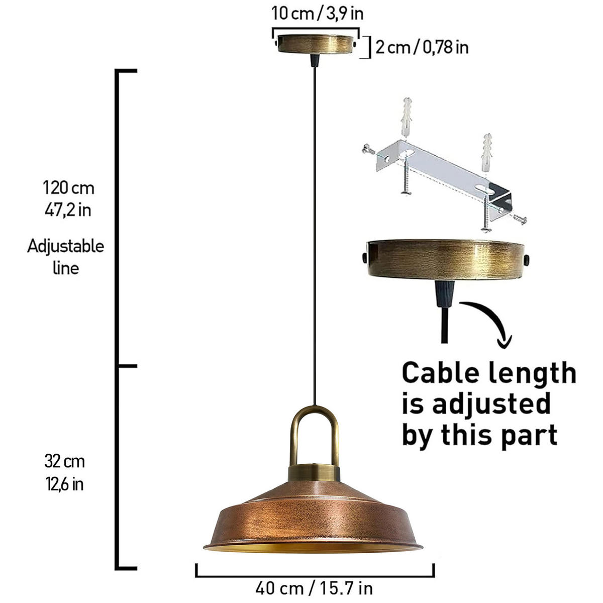 PENDELLEUCHTE Lockra - Kupferfarben, Metall (40/40/32cm) - Bamyum