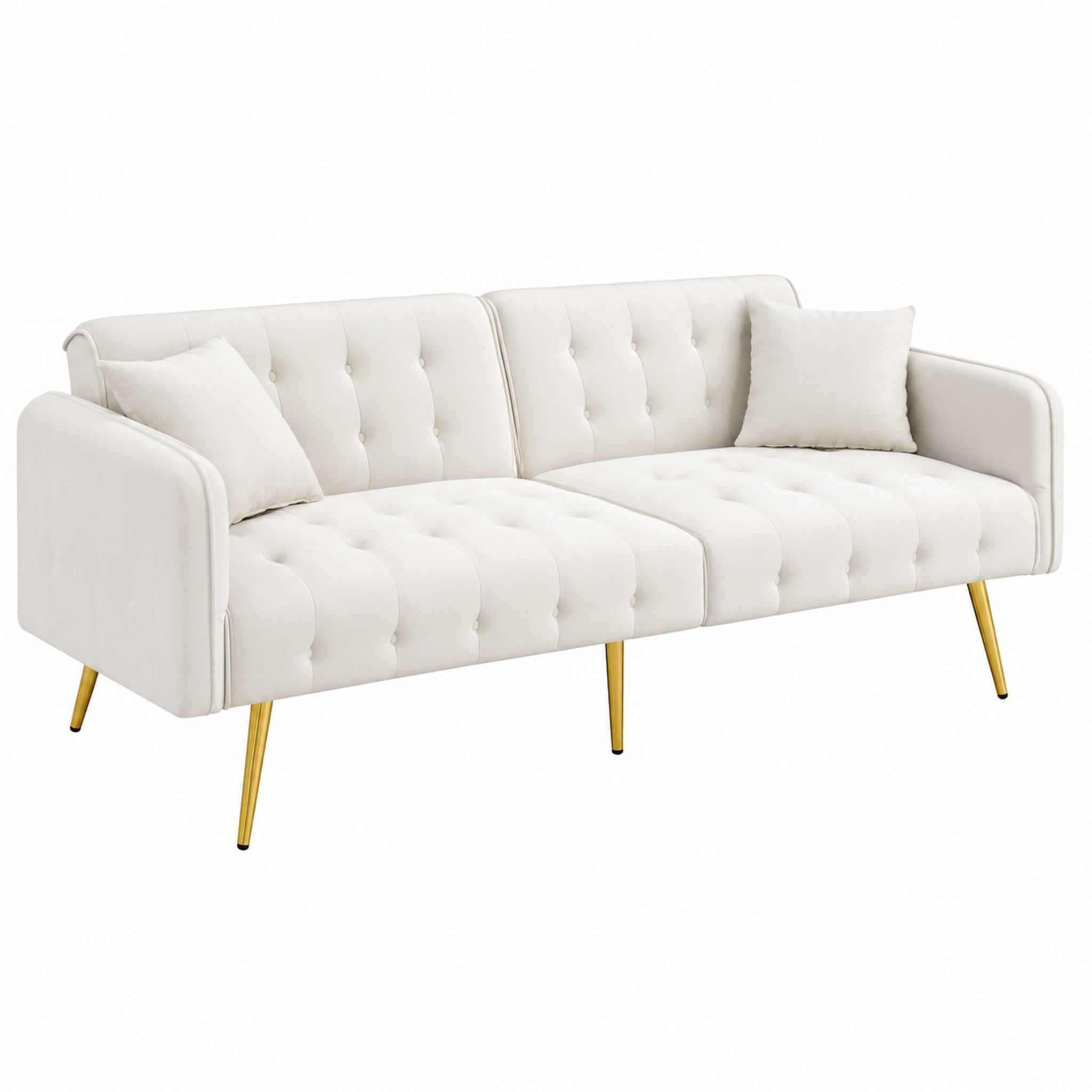 SOFABETT 2-in-1 215 x 81,5 cm Velours Ancient White - Weiß, Kunststoff (178/70/82cm) - Meubliv