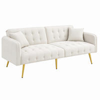 SOFABETT 2-in-1 215 x 81,5 cm Velours Ancient White - Weiß, Kunststoff (178/70/82cm) - Meubliv
