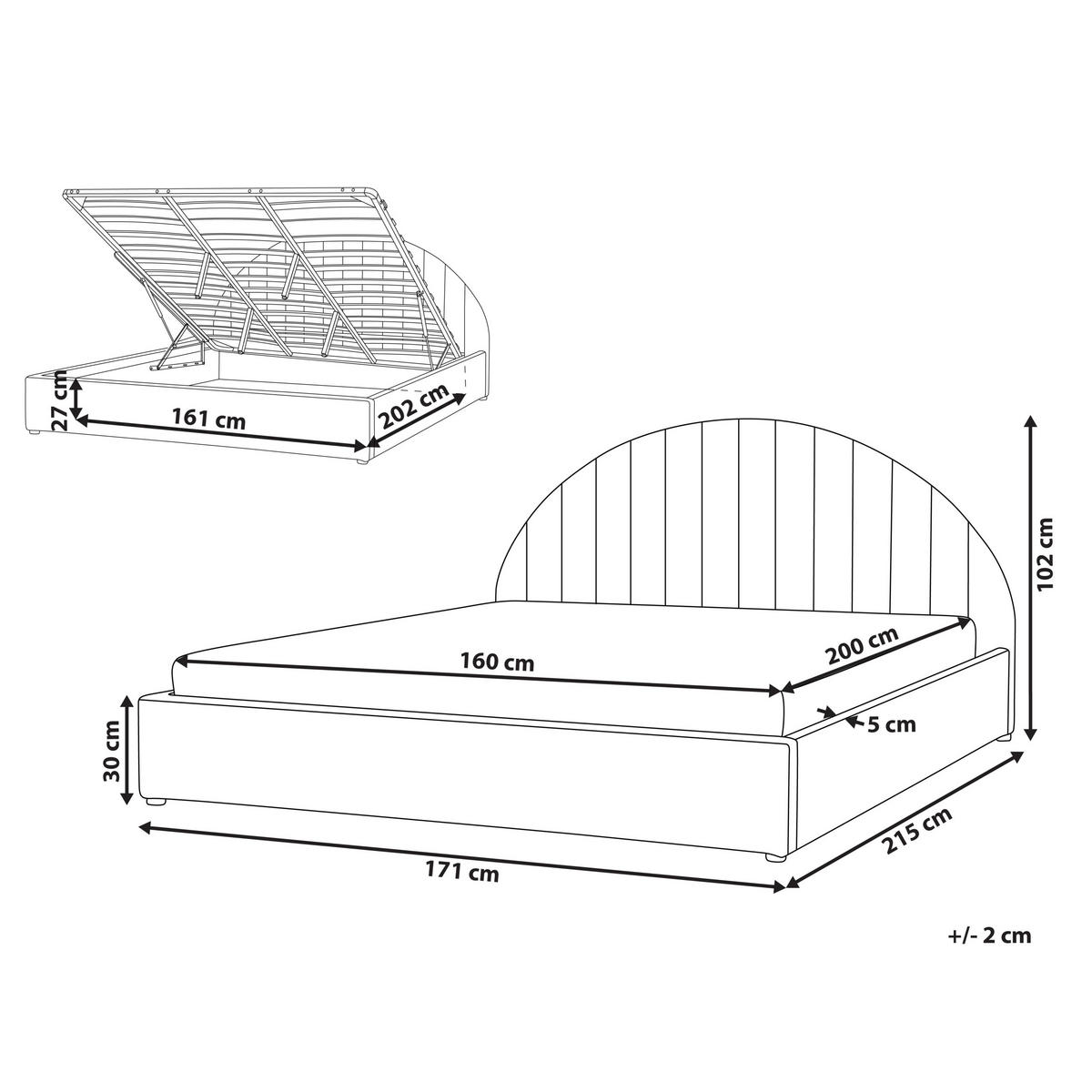 POSTELJA s prostorom za shranjevanje 160/200 bouclé svetlo bež Chadenet - bež, tekstil (160/200cm) - Beliani