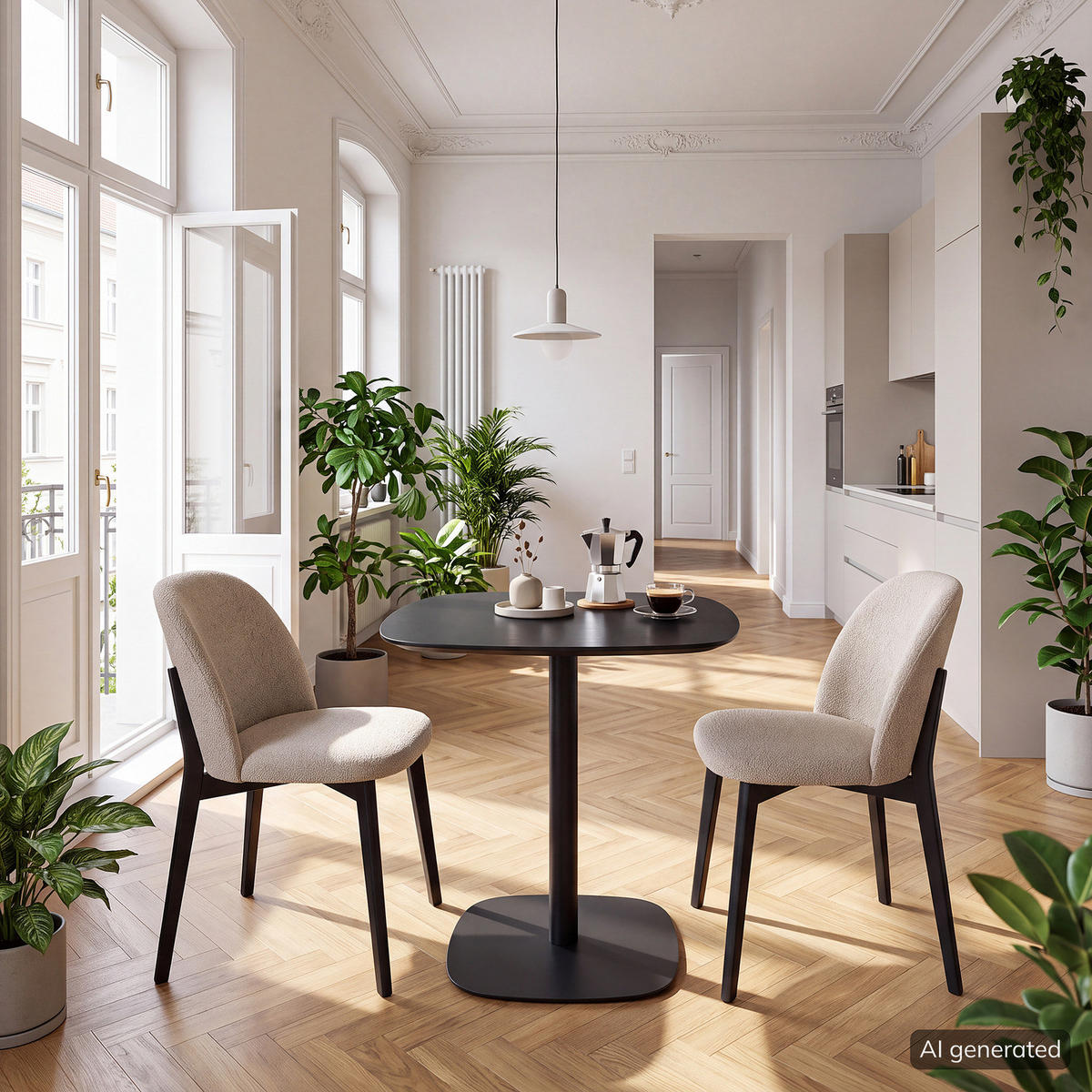 BISTROTISCH - Holzwerkstoff / Metall - Eichefarben, Holzwerkstoff/Metall (60/60/74cm) - home24