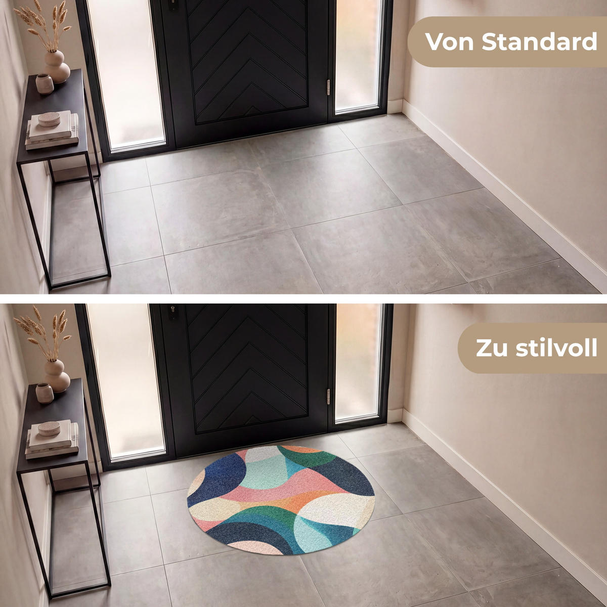 ROHOŽKA Abstraktní - modrá - růžová 90x90 cm - různobarevná, textil/umělá hmota (90/0.4cm) - MuchoWow