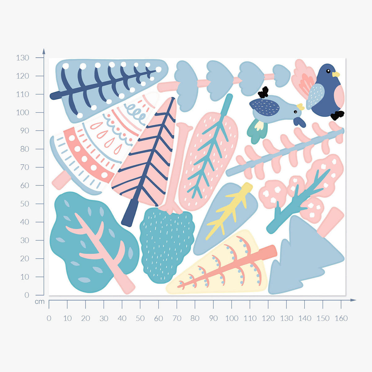 WANDAUFKLEBER 130x162cm - Wald-Boho - Multicolor, Kunststoff (130/162/0.1cm) - Wallfluent