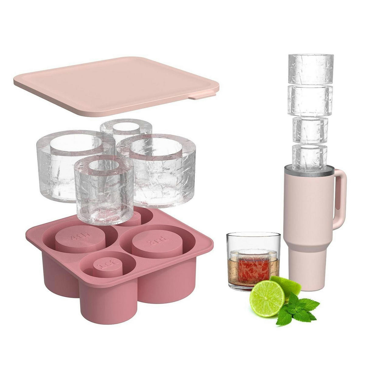 EISWÜRFELFORM Silikon für Stanley Cup 30-40 Oz - Rosa, Kunststoff (15.2/5.2/15.2cm)