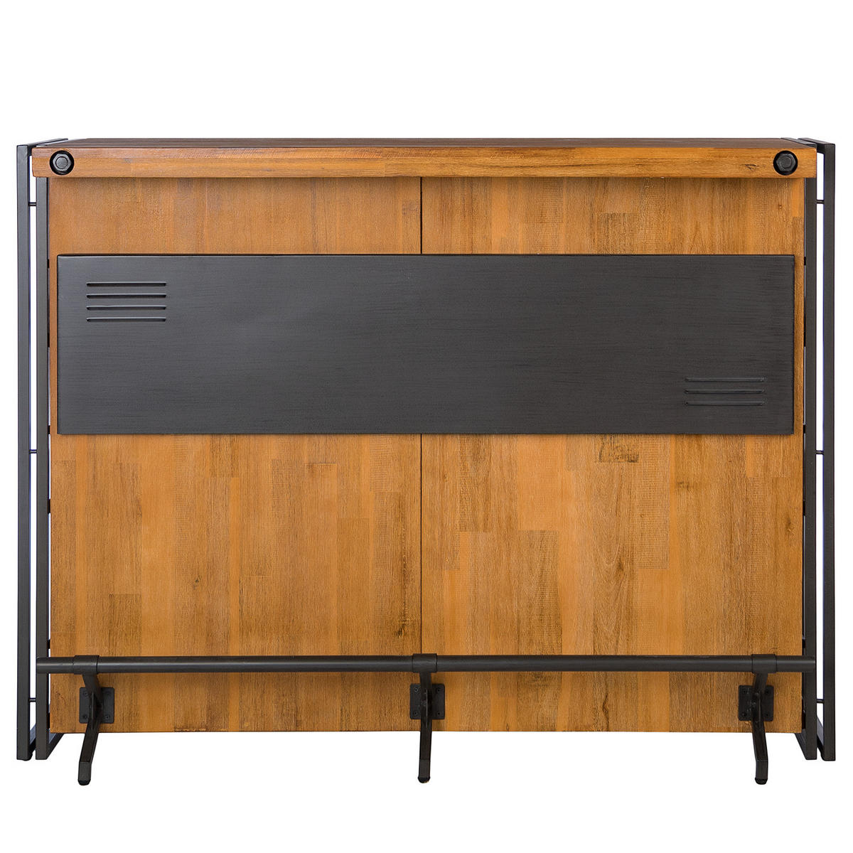 BAR - Akazie teilmassiv / Metall - Braun, Holz (140/105/52cm) - home24