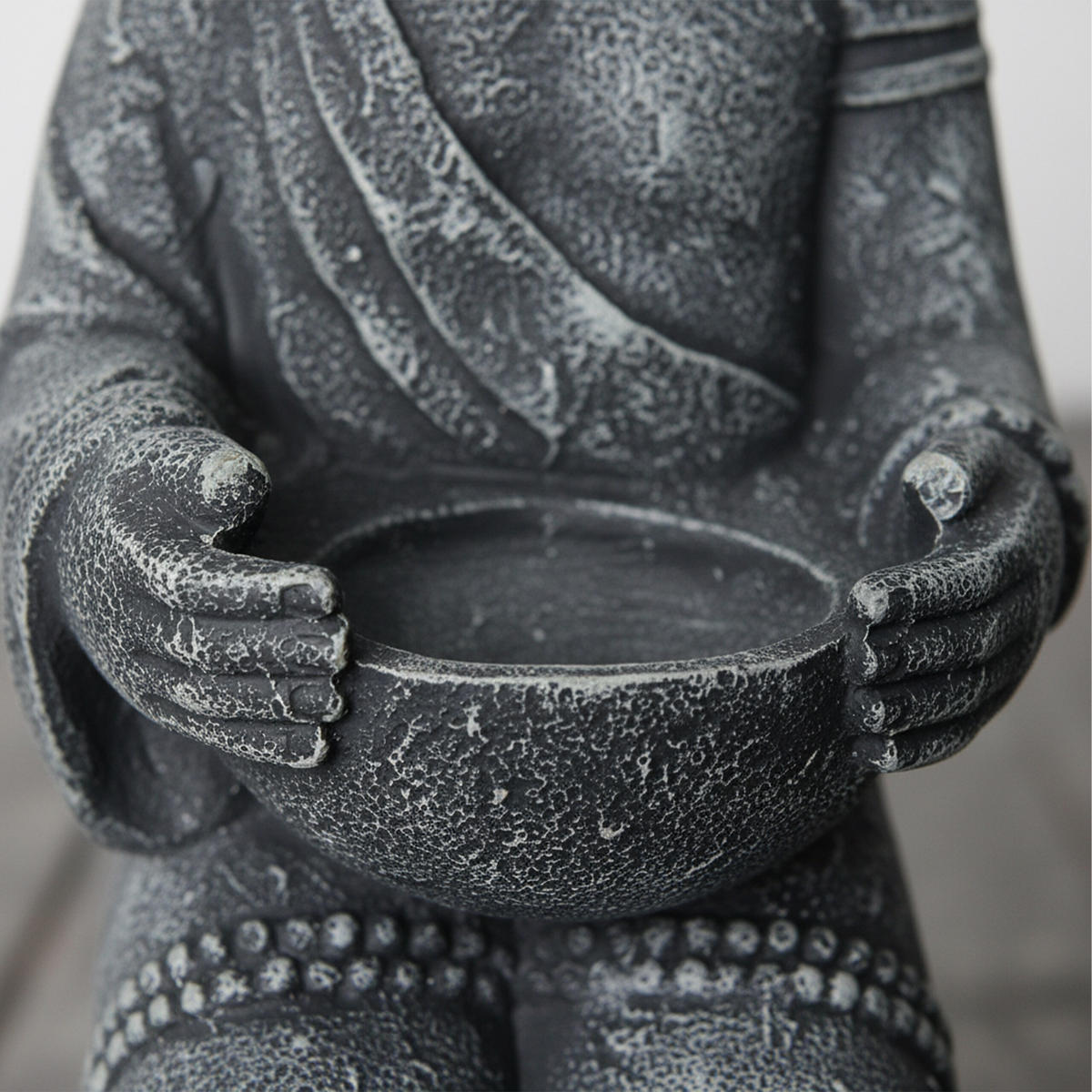 BUDDHA Figur - Anthrazit, Kunststoff (16/43/15cm) - Relaxdays