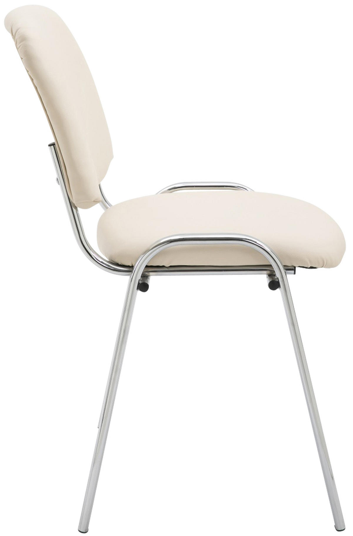 BESUCHERSTUHL Lederlook creme - Chromfarben/Creme, Textil/Metall (54/79/48cm) - CLP