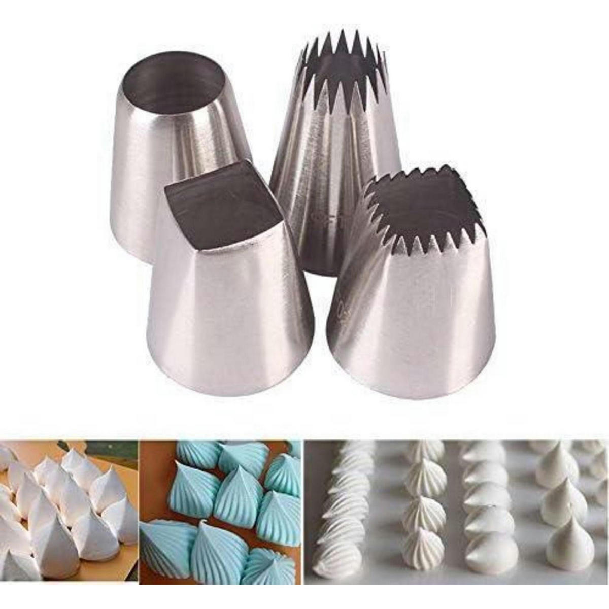 SPRITZTÜLLEN Set 4 Stück Edelstahl - Silberfarben, Metall (3.6/3.6/4.9cm)