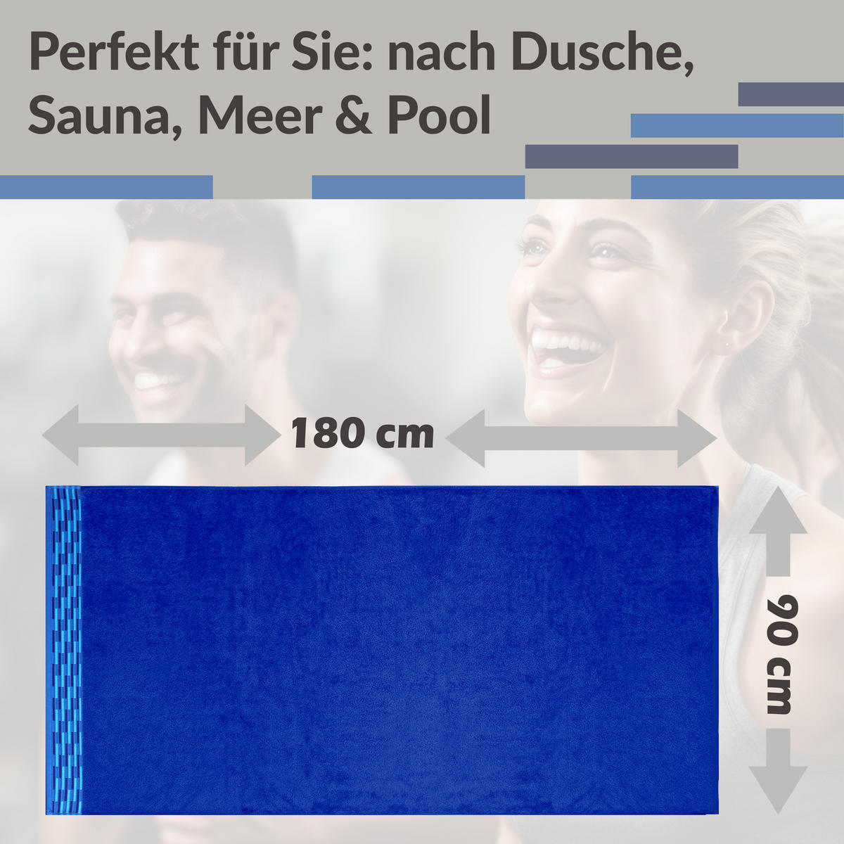STRANDTUCH Frottee Lugano Königsblau 90x180 cm - Dunkelblau, Textil (90/180cm) - Lashuma