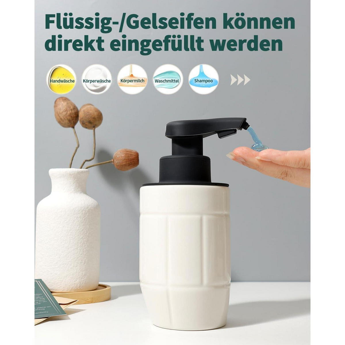 SEIFENSPENDER Automatisch Keramik Weiß 320ml - Weiß, Keramik (6.5/17/9.5cm)