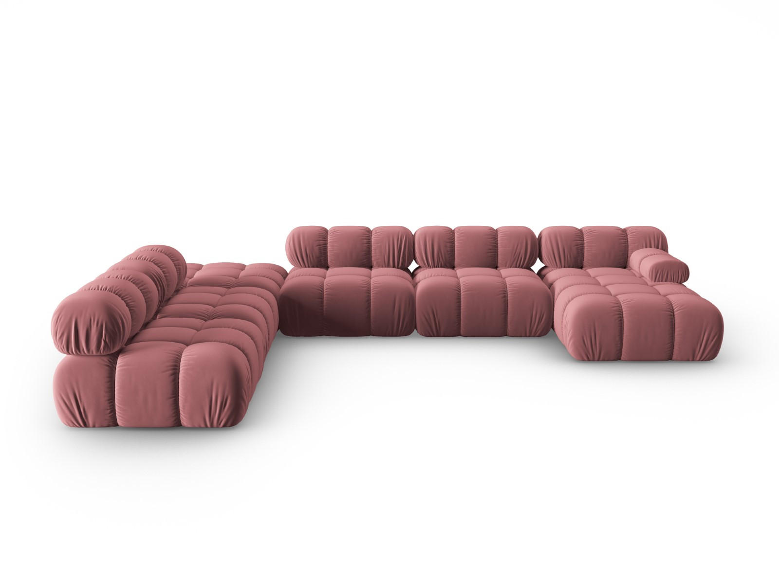 MODULARES-PANORAMASOFA links Bellis aus Samt rosa 7 Sitzplätze - Pink, Textil (282/63/379cm) - Micadoni