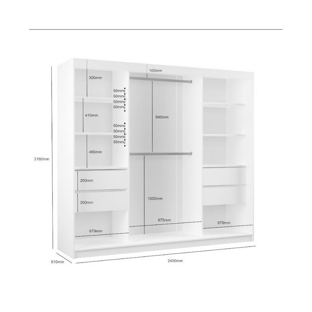 SCHWEBETÜRENSCHRANK LAMELLO 240/216/61 cm Modern Kleiderschrank 3-türig mit Spiegel Nussbaumfarben - Nussbaumfarben, Holzwerkstoff (240/216/61cm) - MASSENO