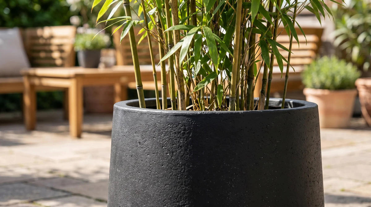 PFLANZTOPF Kiesel schwarz | 44X37 - Schwarz, Kunststoff (37cm) - aplanta