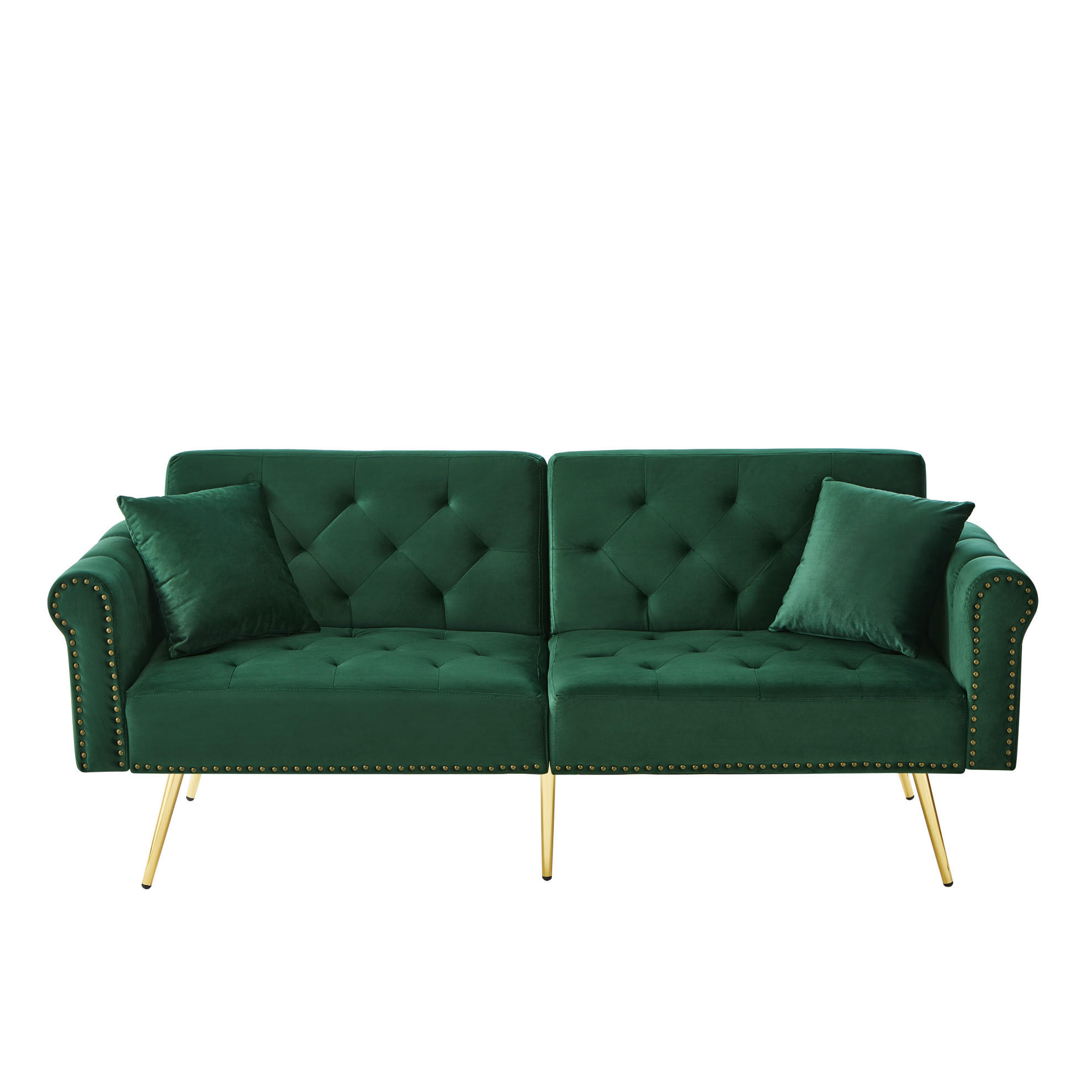 SCHLAFSOFA mit 3-fach verstellbarer Rückenlehne 147x85 cm Samt Antikgrün - Grün, Kunststoff (173/70/75cm) - Meubliv