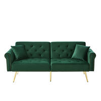 SCHLAFSOFA mit 3-fach verstellbarer Rückenlehne 147x85 cm Samt Antikgrün - Grün, Kunststoff (173/70/75cm) - Meubliv