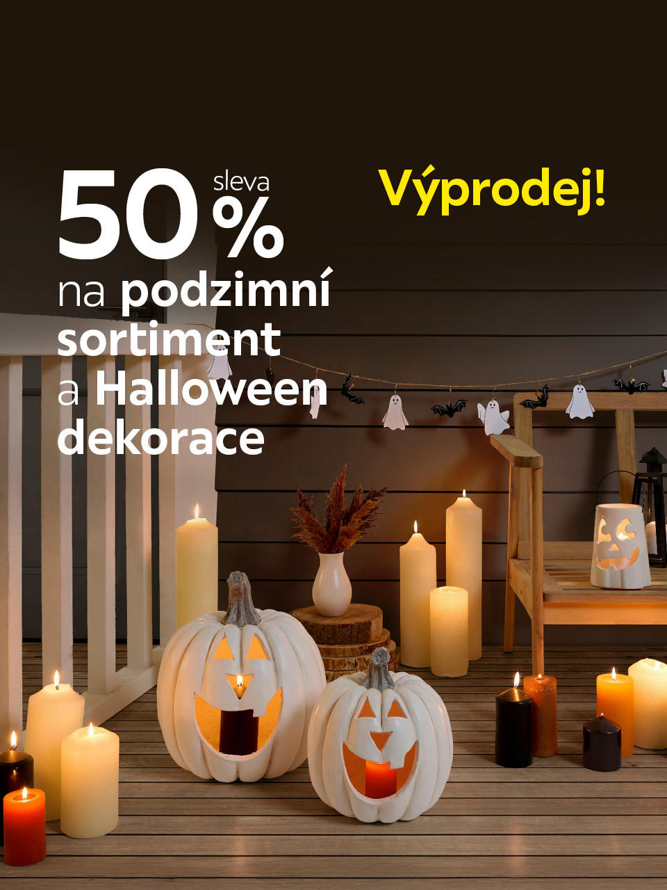 50% sleva na podzimní sortiment a Halloween dekorace