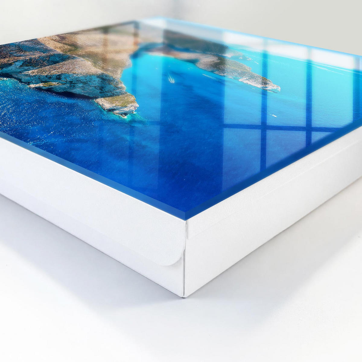 SCHLÜSSELBOX Weiß 30x30 cm – Türöffnung nach rechts - Französische Riviera - Blau, Metall (30/30/5cm) - TULUP