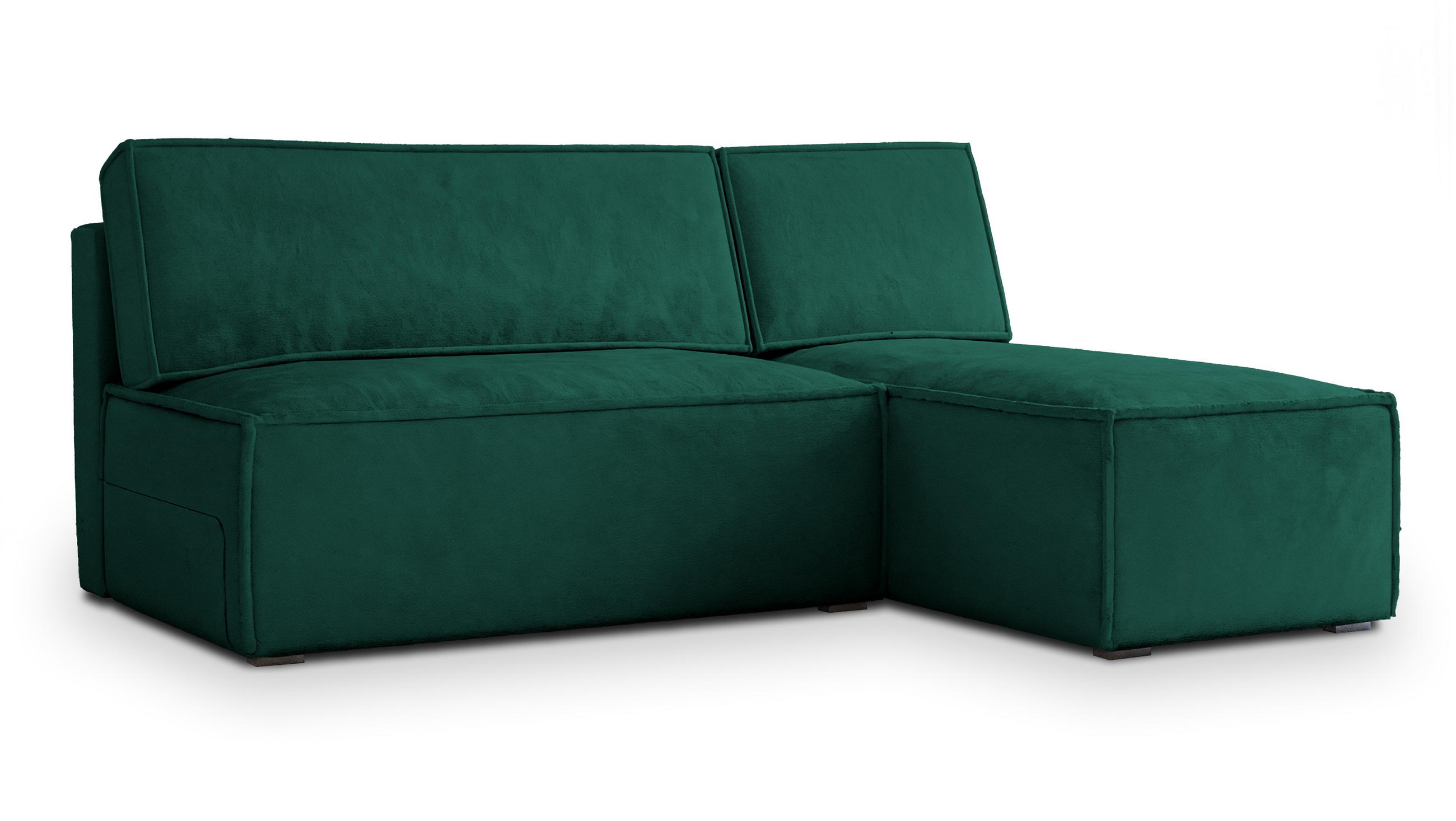 ECKSOFA BRISO M Grün Velours-Stoff mit Schlaffunktion - Grün, Holz (200/140cm) - MASSENO