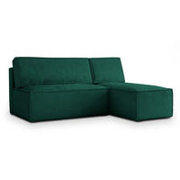 ECKSOFA BRISO M Grün Velours-Stoff mit Schlaffunktion - Grün, Holz (200/140cm) - MASSENO