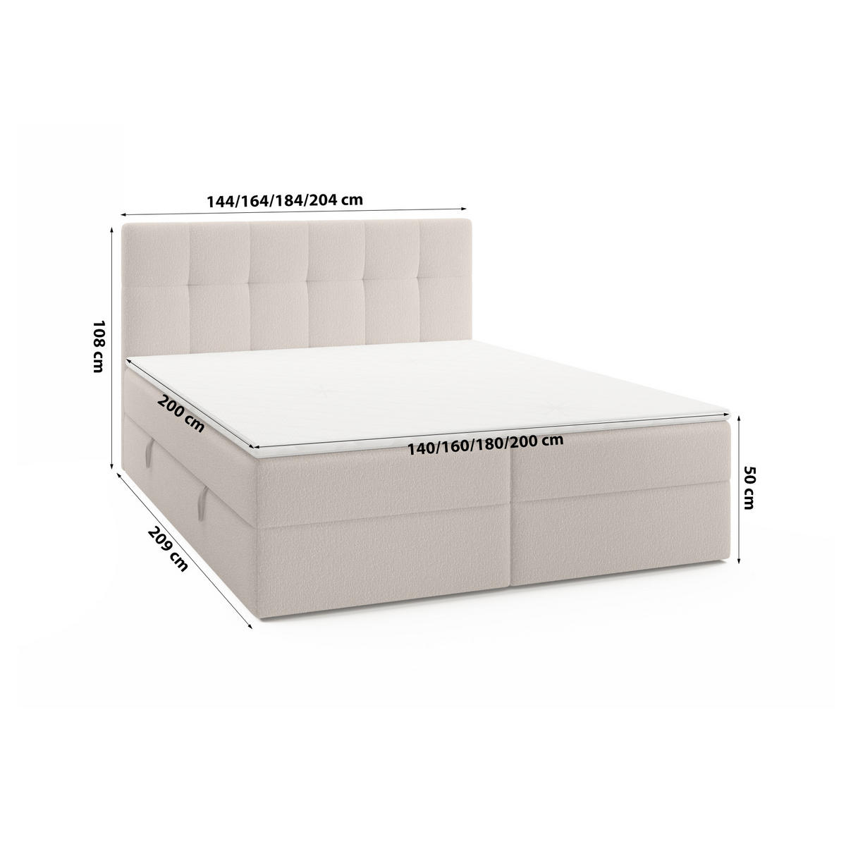 DOPPELBETT Oreno Royal 200x200 cm, Beige - Beige, Textil (200/200cm) - Fedve