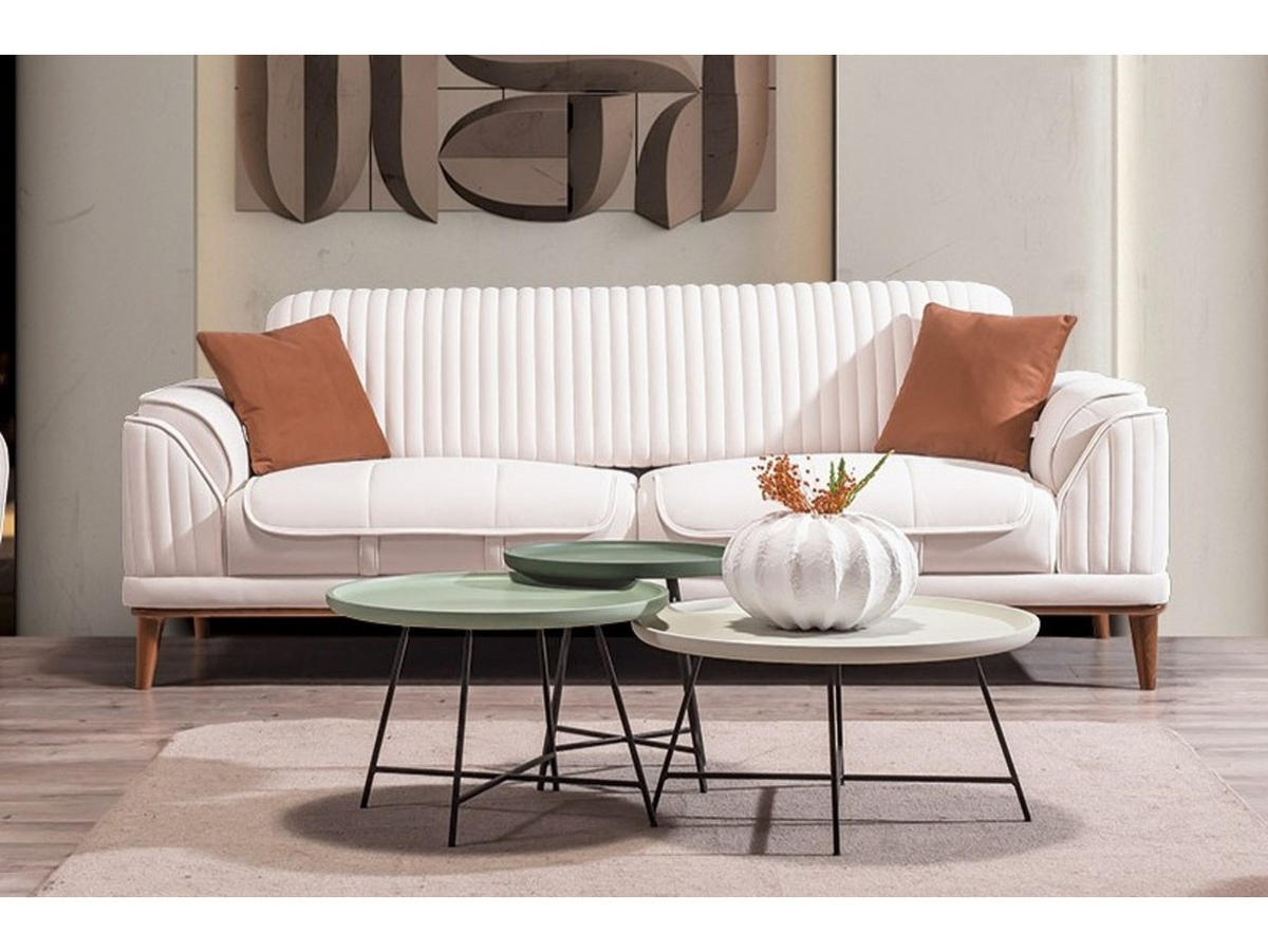 3 Sitzer SOFA Bond Samt Creme - Creme, Holz/Textil (230/85/100cm) - Villa Möbel
