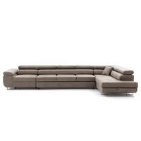 ECKSOFA WILD XXL Rechts mit Schlaffunktion 125x240 Velours Beige - Beige/Silberfarben, Holz/Textil (200/400cm) - Muffo