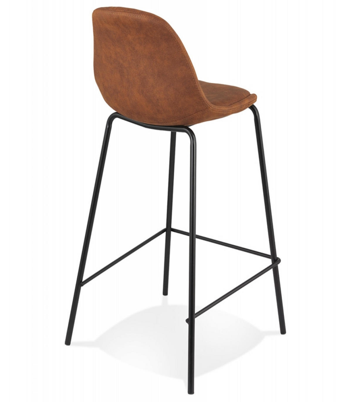 BARHOCKER mittelhoch mit Mikrofaser Sitz und Metallgestell GIRON, Braun 41x41x89 cm - Schwarz/Braun, Textil/Metall (41/89/41cm) - KADIMA DESIGN