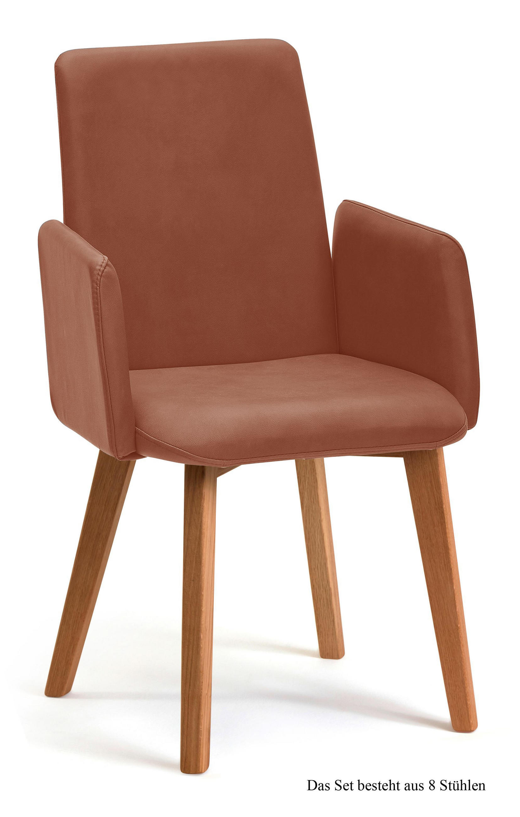 ARMLEHNSTUHL (8er-Set) Darcie 52x92x60 Eiche geölt/Cognac - Cognac/Eichefarben, Kunststoff (60/92/52cm) - 58aufmkessel