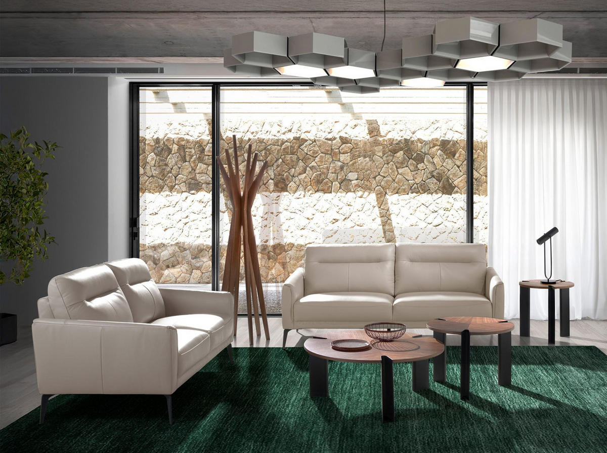 SOFA 3-Sitzer Sofa aus Leder taupe grau 192/88/87 cm - Dunkelgrau/Schwarz, Leder (192/87/88cm) - ANGEL CERDA