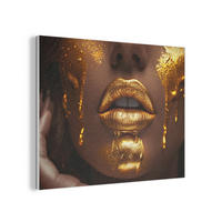 AKUSTIKPANEEL Frau - Gold - Luxus - Porträt 80x60 cm - Goldfarben, Textil (80/0.9/60cm) - MuchoWow