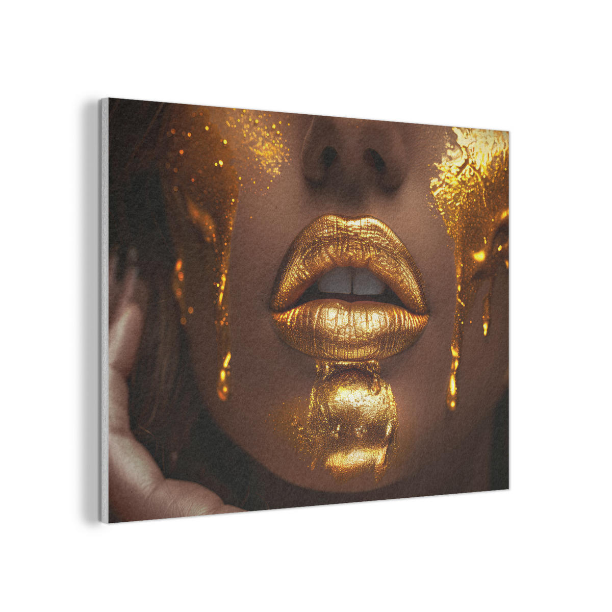 AKUSTIKPANEEL Frau - Gold - Luxus - Porträt 80x60 cm - Goldfarben, Textil (80/0.9/60cm) - MuchoWow