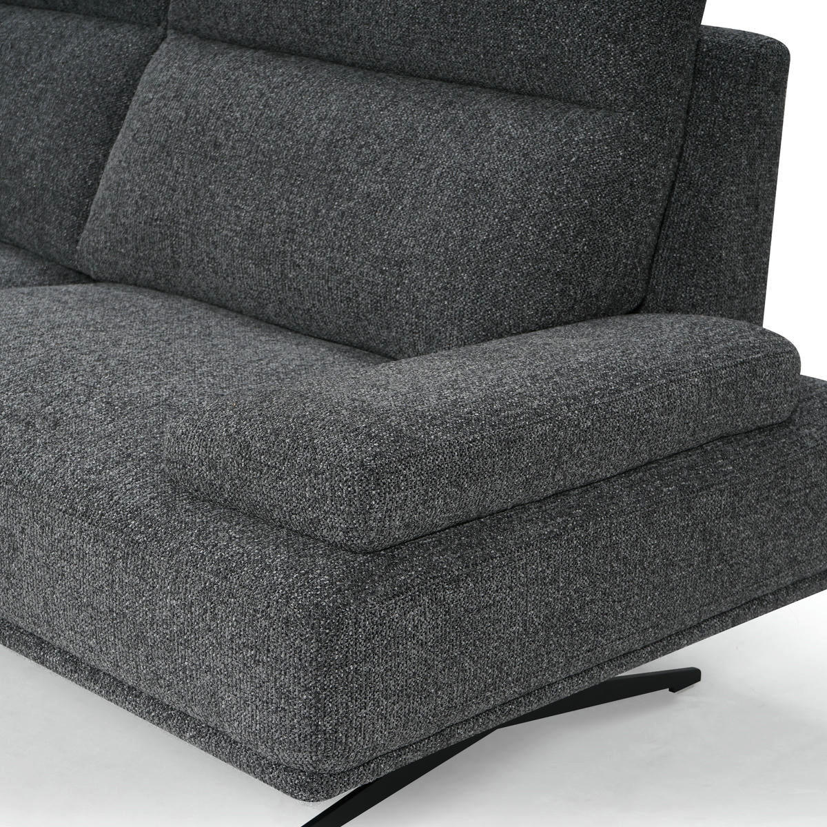 ECKSOFA Webstoff Grau - Schwarz/Grau, Textil/Metall (304/176cm) - Furnhouse