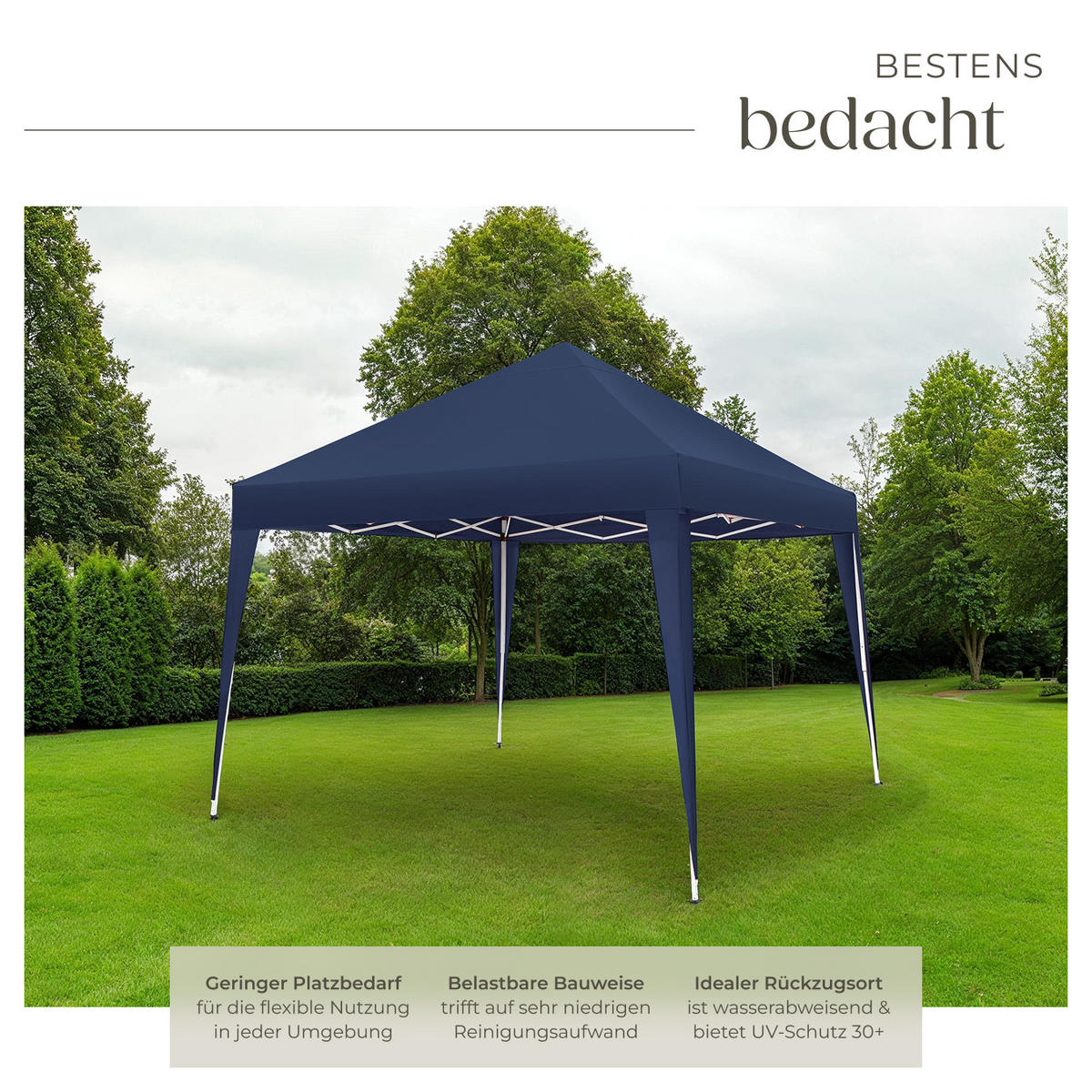 PAVILLON Linosa,inklusive Spannseile, Heringe und Tragetasche,blau - Blau, Kunststoff (300/255/300cm) - tectake