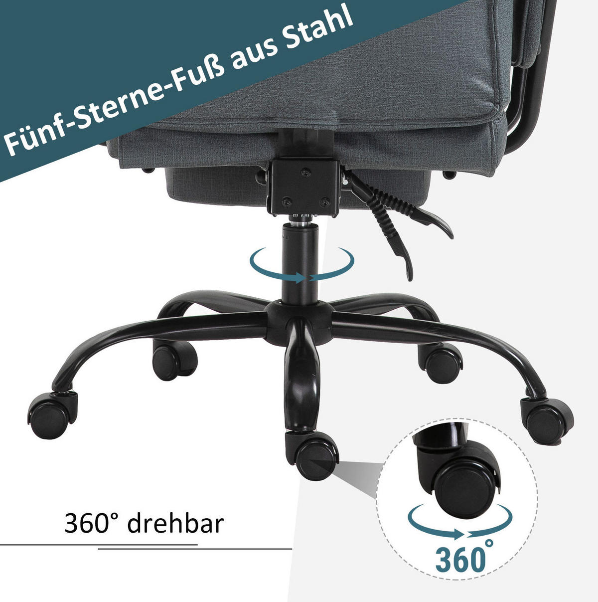 BÜROSTUHL ergonomisch mit Liegefunktion Kunstleder Grau - Grau, Kunststoff (80/126/68cm) - Meubliv