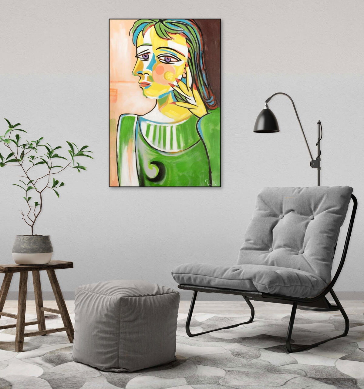 ACRYLBILD HANDGEMALT 60/90 cm - Multicolor/Grün, Holz/Textil (1.26/90cm) - KUNSTLOFT