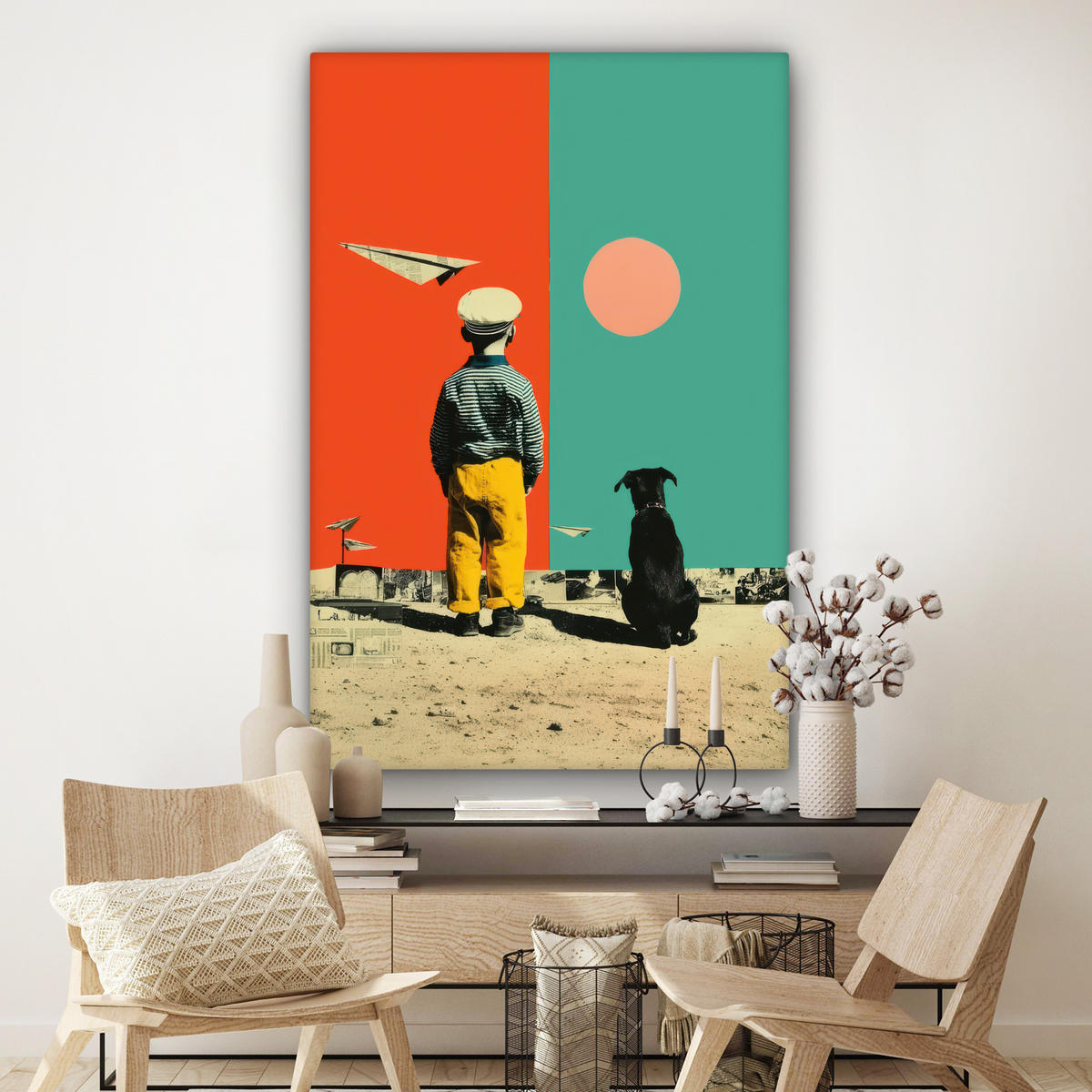 SLIKA NA PLATNU Mladenič pop-art 90x140 cm - oranžna, tekstil (90/140cm) - MuchoWow