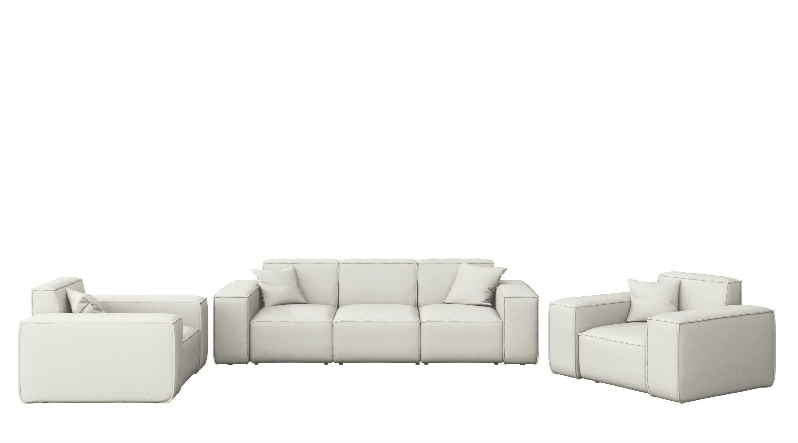 LOUNGEGARNITUR 3 1 1 Gartenmöbel, MALIBU Stoff Odyssey Creme - Creme, Holz - Kaiser Möbel