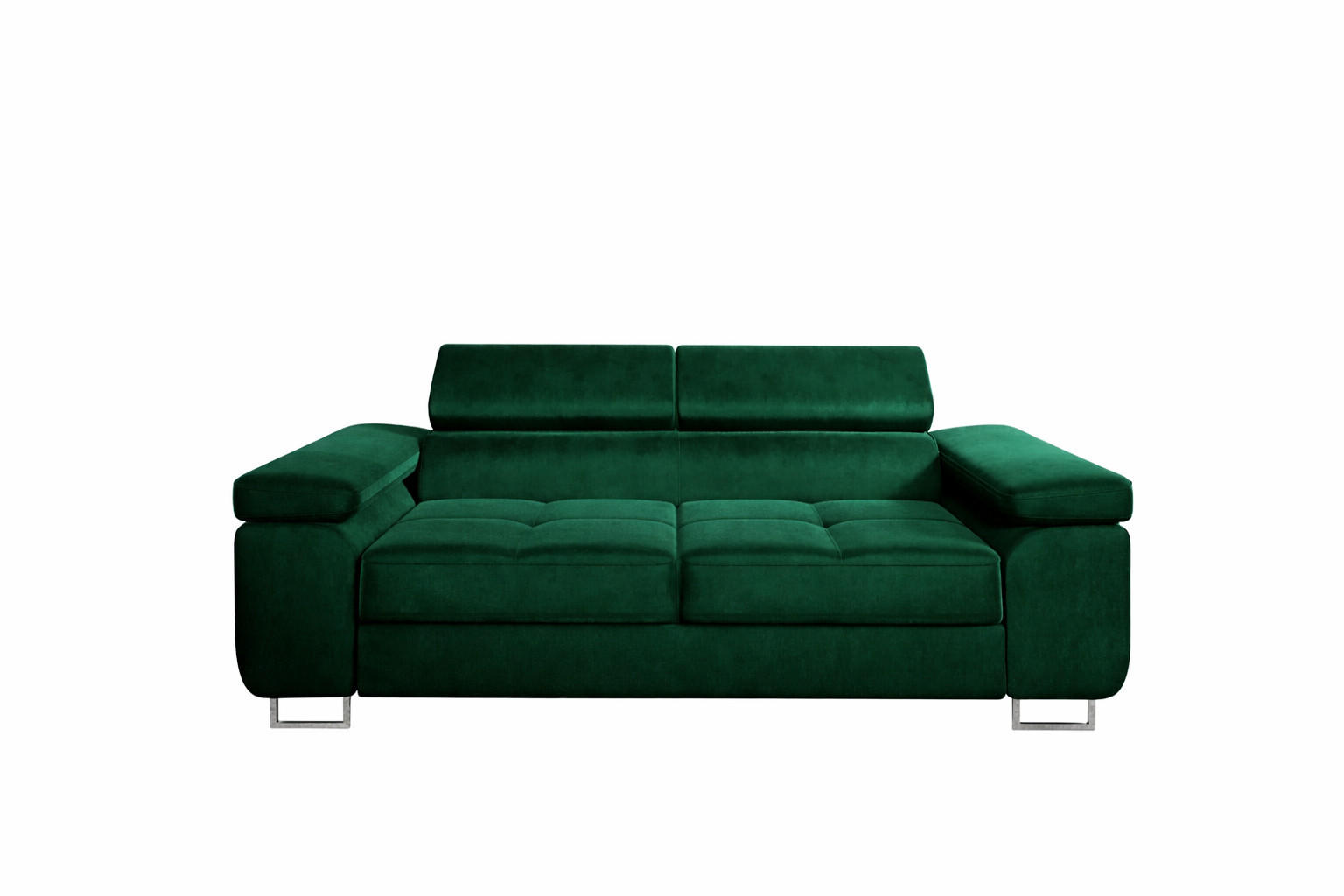 2-SITZER-SOFA WILD mit Verstellbare Kopfstützen Velours Dunkelgrün - Chromfarben/Dunkelgrün, Holz/Textil (209/89/102cm) - Muffo